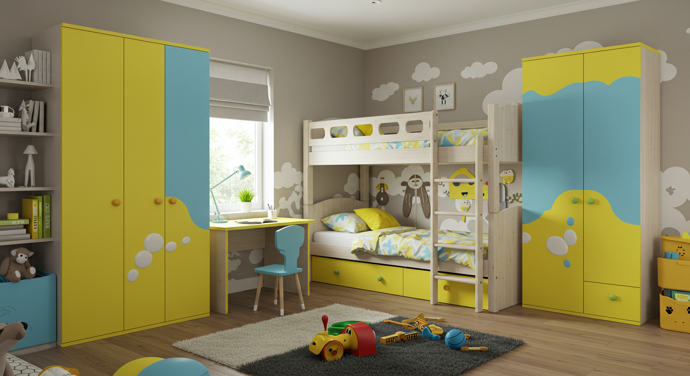 Renkli çocuk odası mobilyaları